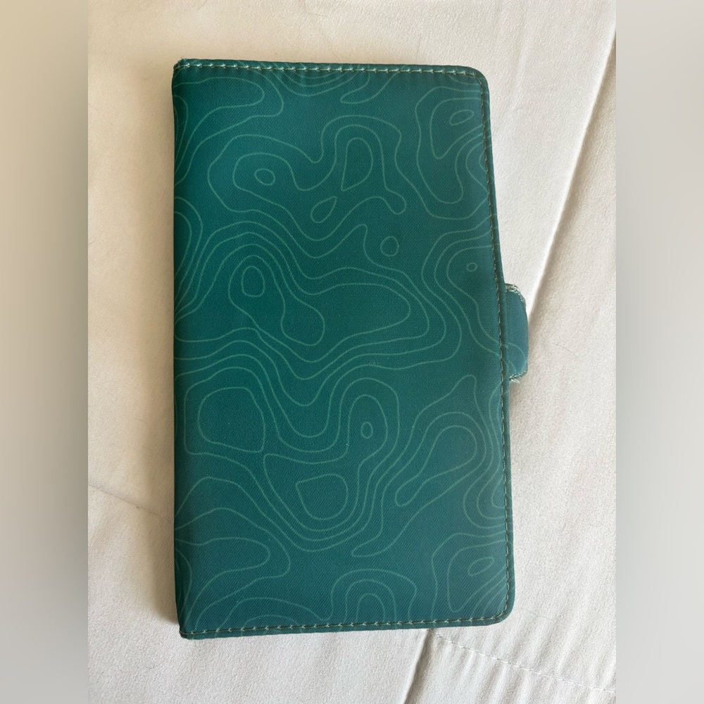 Wander wallet - Teal topographical design
